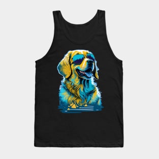 Cool Golden Retrievers Dog with Sunglasses Tank Top